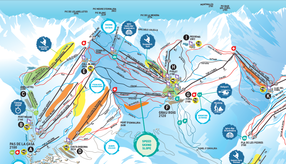 Pas de la Casa piste map